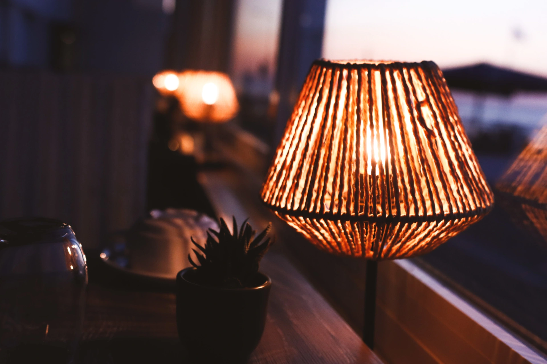 Image of a lamp facing the sunset